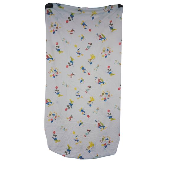 Vintage 60s Disney Mickey Mouse Donald Duck Balloon Crib Toddler Fitted Sheet - Picture 2 of 6